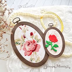 Нож "Пяльцы. Овальные с розой", 6,5х11 см (ScrapMania)