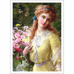 Тканевая карточка мини "Красавицы. С букетом" (ScrapMania)