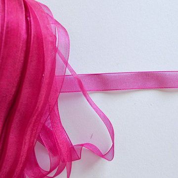 Лента из органзы "Фуксия", ширина 10 мм, длина 90 см (Ideal)