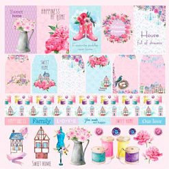 Набор бумаги 30х30 см "Home sweet home. Милый дом" на английском, 8 листов (ScrapBerry's)
