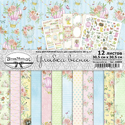 Набор бумаги 30,5х30,5 см "Улыбка весны", 12 листов (ScrapMania)
