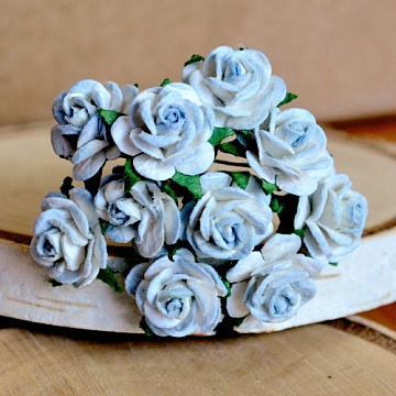 Букет средних розочек "Голубой двухтоновый", 1,5 см, 10 шт (Craft)