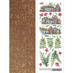 Лист с картинками 10х30 см "Грибное лукошко. Домики и травинки" (ScrapMania)