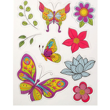 Набор штампов "Бабочки и цветы", для раскрашивания (АртУзор)