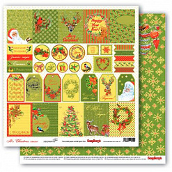 Набор бумаги 15х15 см "It's Christmas. Рождественская омела", 12 листов (ScrapBerry's)