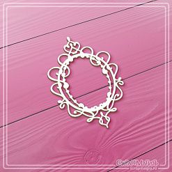 Чипборд "Изящная овальная рамка с завитками", 3,9х5,7 см (СкрапМагия)