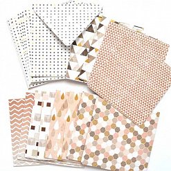 Набор заготовок для открыток 15х15 см "Geometric Mocha", с конвертами, 12 шт (DoCrafts)