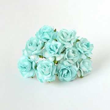Букет кудрявых роз "Бирюзовый", 3 см, 10 шт (Craft)