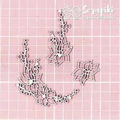 Чипборд "Рождественский Цветок", 5,5х8 см (Scrapiki)