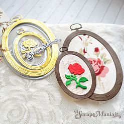 Нож "Пяльцы. Овальные с розой", 6,5х11 см (ScrapMania)