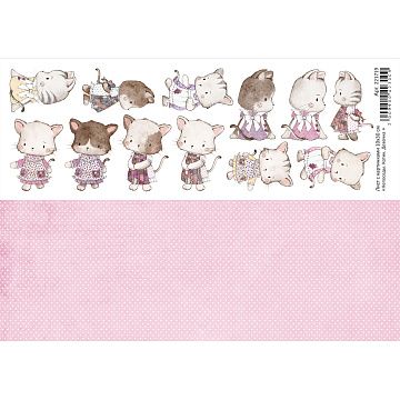 Лист с картинками 10х30 см "Непоседы. Котик. Девочка (ScrapMania)