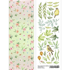 Лист с картинками 10х30 см "Улыбка весны. Листики и птички" (ScrapMania)