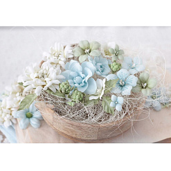 Набор цветов "Лазурный берег с ягодками и листочками", 21 шт (Me Flowers)