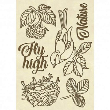 Набор деревянных украшений "Forest. Little bird", 6х9,2 см (Stamperia)