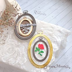 Нож "Пяльцы. Овальные с розой", 6,5х11 см (ScrapMania)