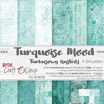 Набор бумаги 30х30 см "Turquoise mood", 6 листов (CraftO'clock)