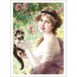 Тканевая карточка "Красавицы. С котенком" (ScrapMania)